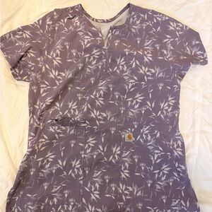Purple Floral Scrub Top